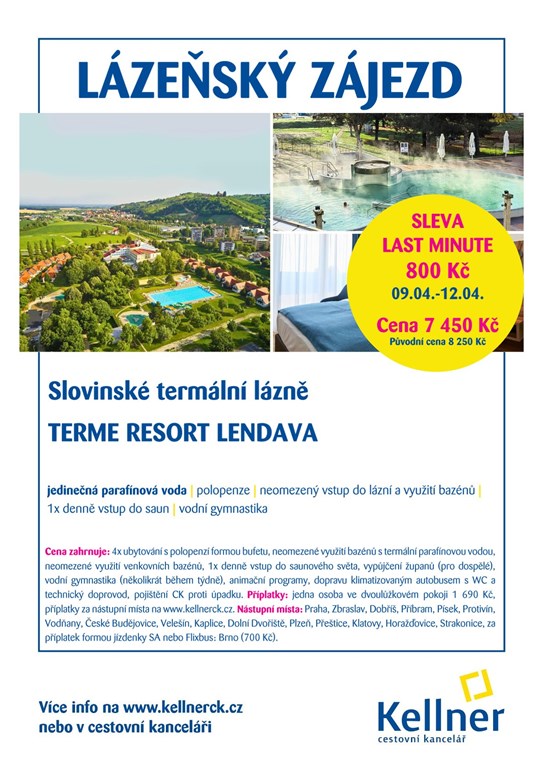 6. Slovinské termální lázně TERME RESORT LENDAVA 09.04.-12.04.2026