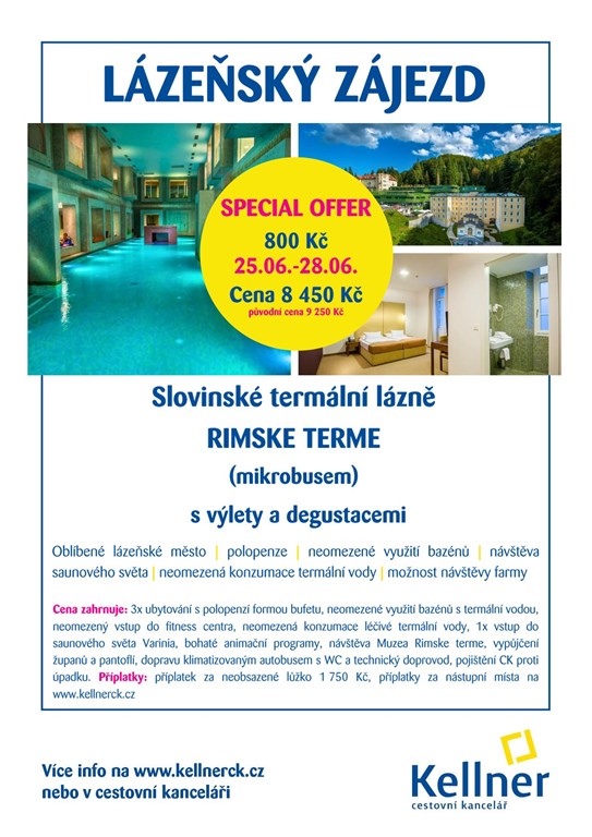 20. Slovinské termální lázně Rimské Terme (mikrobusem) s výletem a ochutnávkou sýrů 25.06.-28.06.2026