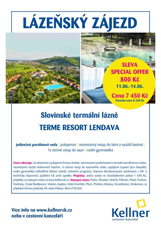 20. Slovinské termální lázně TERME RESORT LENDAVA 11.06.-14.06.2026